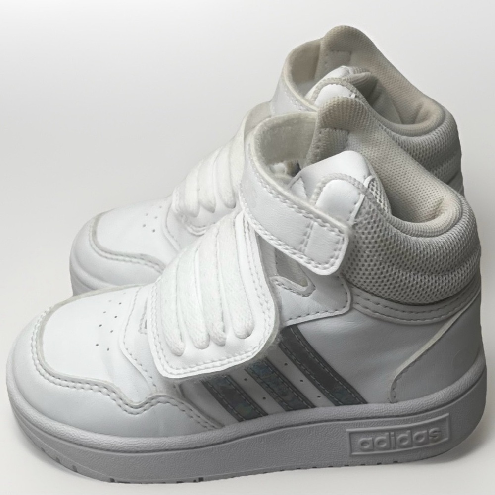 Adidas Hoops Mid 3.0 AC‎ Infant Hi-Top Sneakers Kids Sz 8 White Sporty Casual - Picture 6 of 11